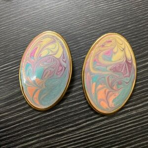 Colorful Swirl Oval Earrings